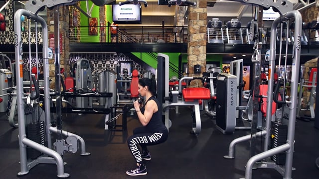 Hammer Curl to Cable Squats